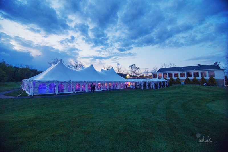 The Links Bloomsburg Wedding Reception Tent with Purple Lighting