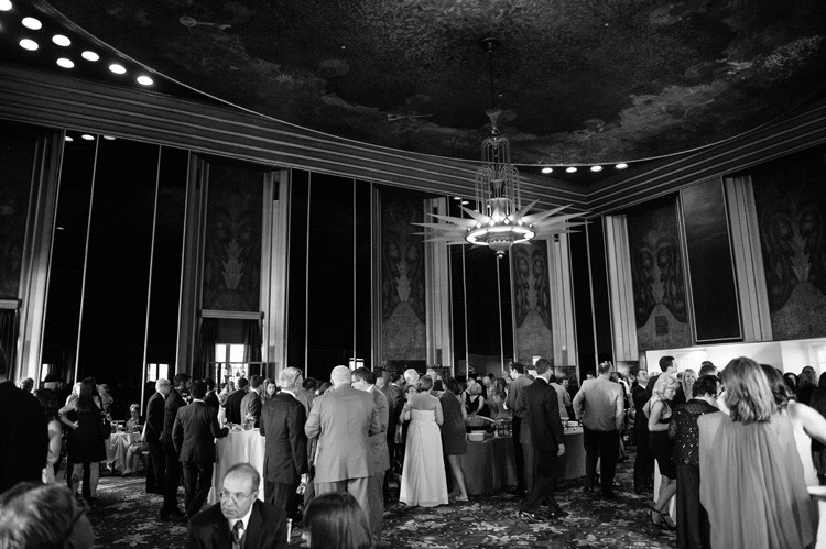 Omni William Penn Wedding Guests Enjoying Adult Beverages and Snacks Before Reception
