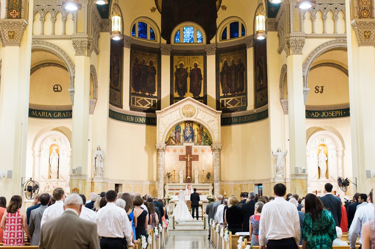 Omni William Penn Wedding Ceremony in a Catholic Cathedral 
