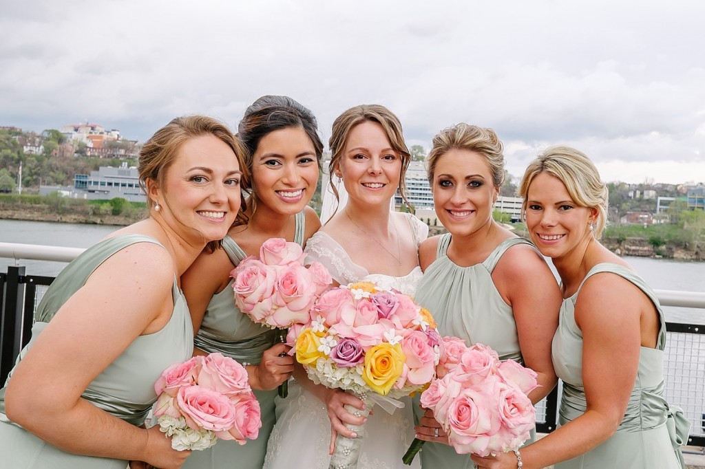Circuit Center Ballroom Wedding - Bridemaids in Light Green