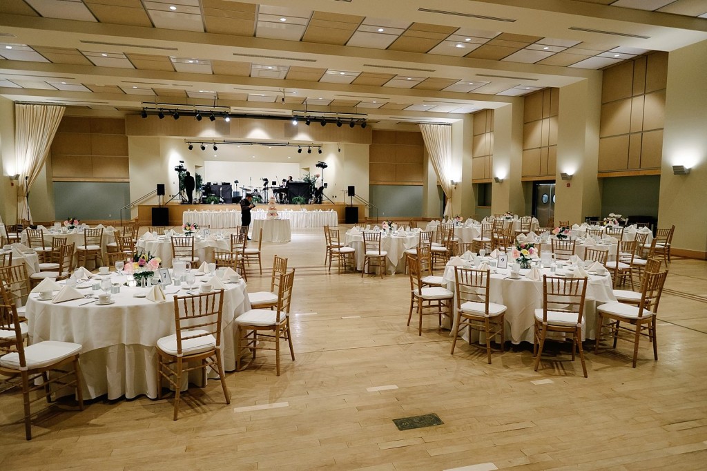 Circuit Center Ballroom Wedding Reception - Ballroom Space with Tables and Stage
