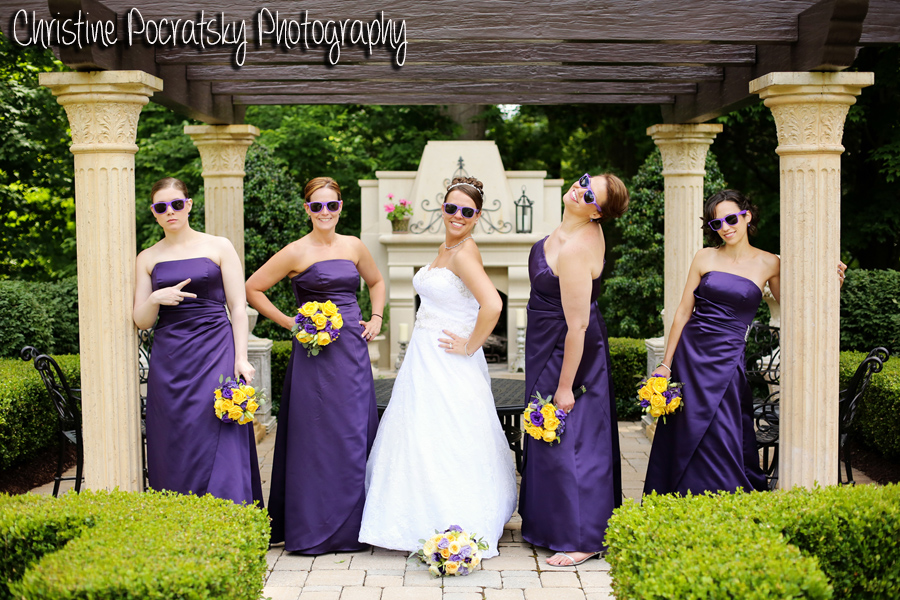 Hopwood Social Hall Wedding - Bridesmaids in Purple Dresses