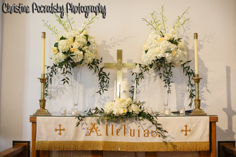 Hopwood Social Hall Wedding Ceremony - Church Altar with White Flowers