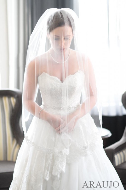 Renaissance Hotel Wedding - Beautiful Bride Under Waist-Length Veil