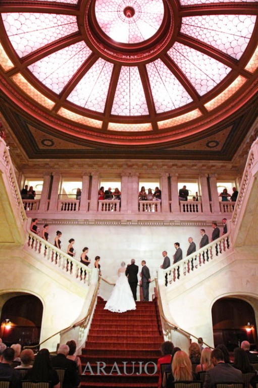 Renaissance Hotel Wedding Ceremony - Bride and Groom Wed on Hotel Staircase