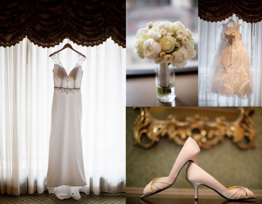Duquesne University Ballroom Wedding - White Gown with Pink Satin Heels