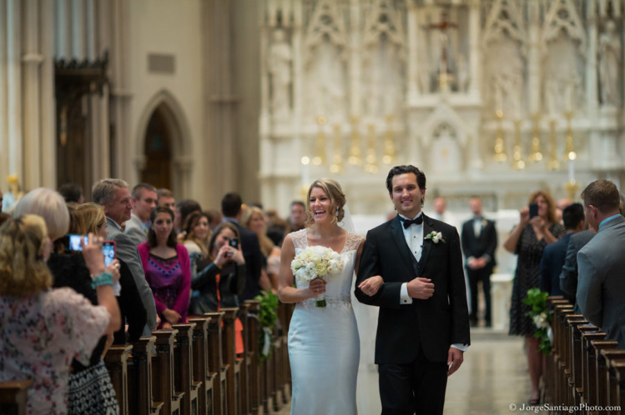 Duquesne University Ballroom Wedding - Bride and Groom Leave Cathedral