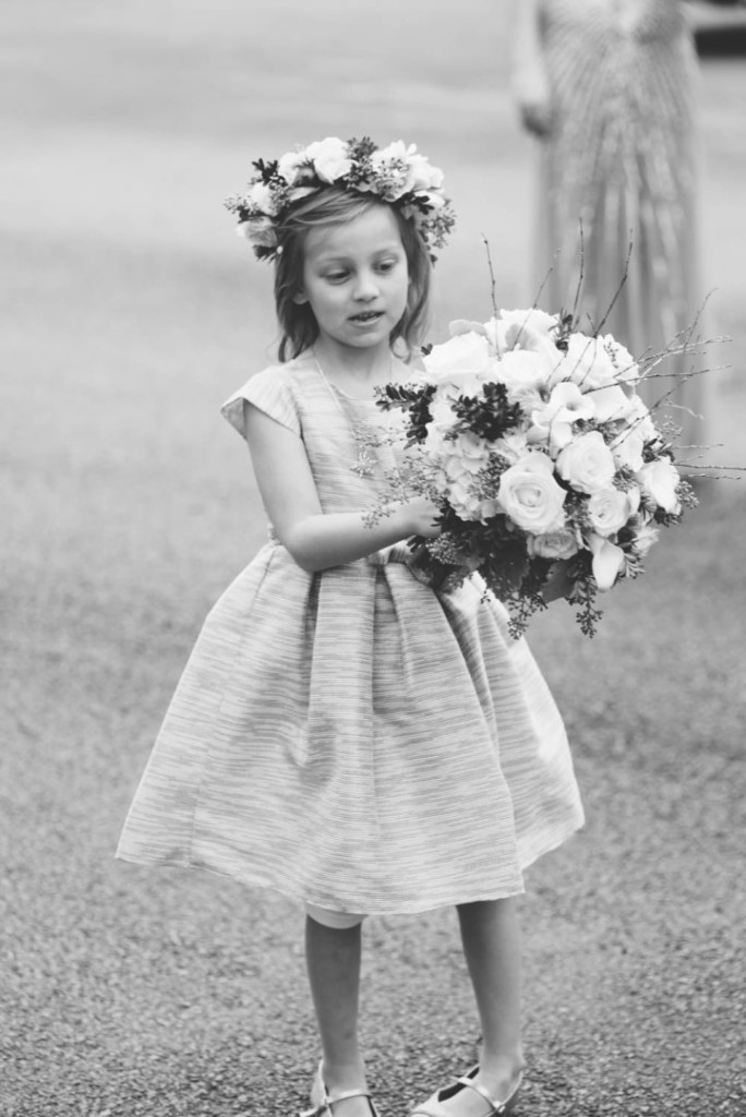 Country Club Pittsburgh Wedding Flower Girl with Bridal Bouquet