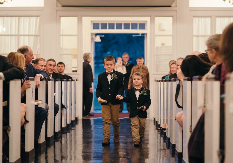 Country Club Pittsburgh Wedding Ring Bearers Walking Ceremony