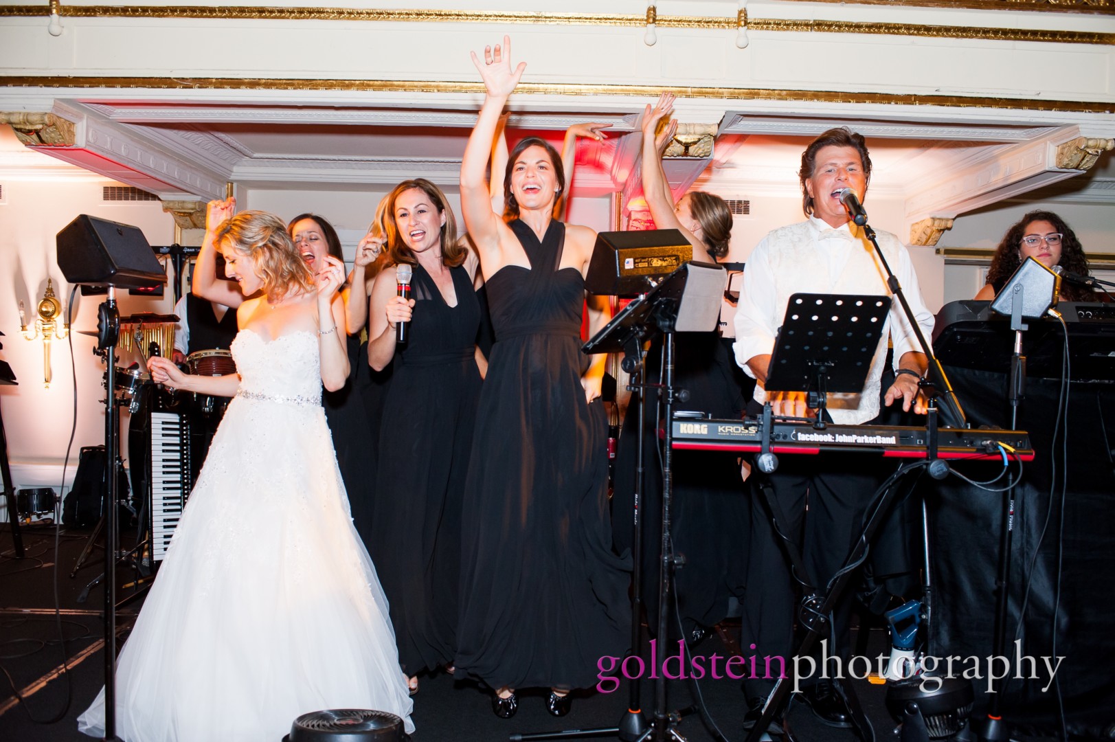 John Parker Band @ William Penn Hotel with Bridesmaids and Bride on stage with band