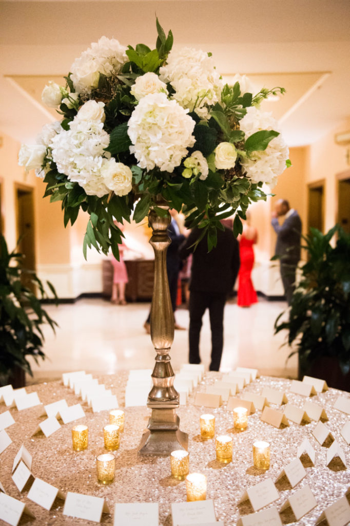 William Penn Wedding Flowers on Nametag Table