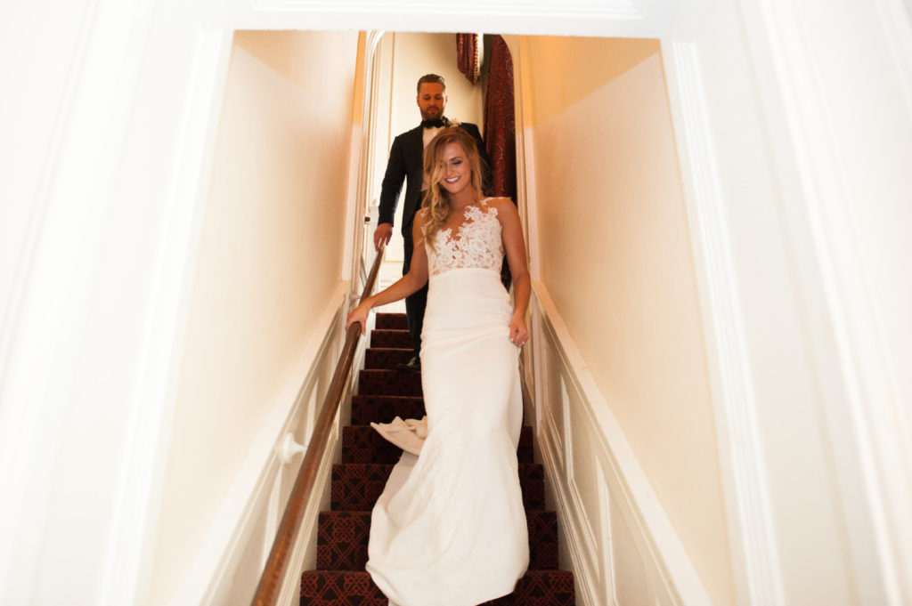 William Penn Wedding Bride and Groom on Stairs